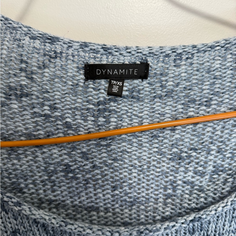 Dynamite Blue Marled Knit Women's Sweater with cropped sleeves in size XS - Picture 2 of 6